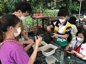 Employees built a green life through the Kokedama workshop.